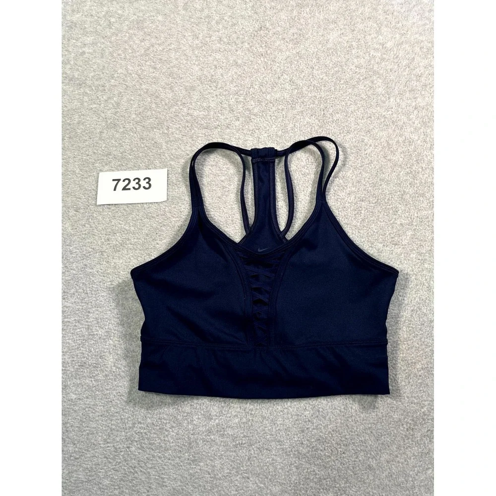 Nike Dri Fit Strappy Sports Bra Womens Medium Navy Blue‎ Activewear Yoga Gym